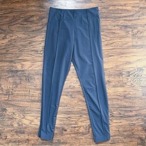 NUBU • grey skinny pants minimalist designer lightweight front seam ankle zip